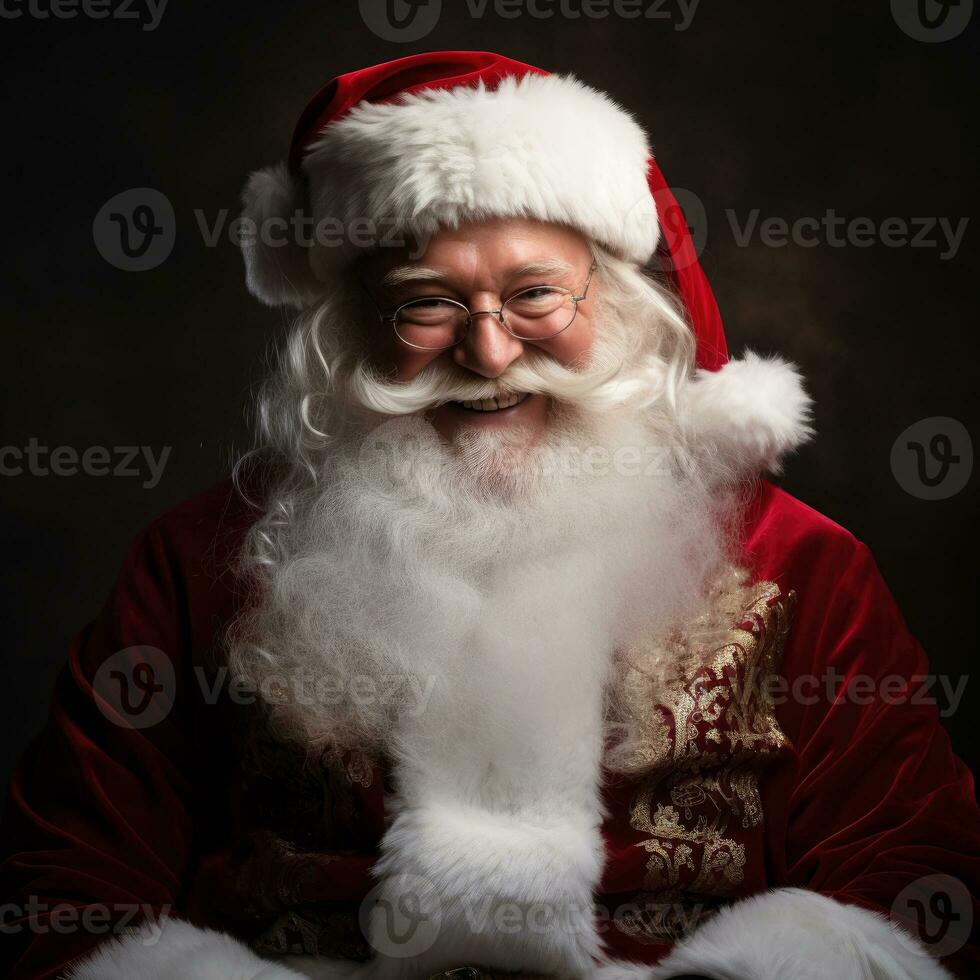 ai generado estudio retrato de Papa Noel claus foto