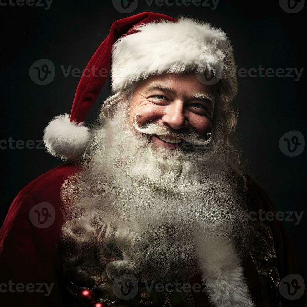 ai generado estudio retrato de Papa Noel claus foto