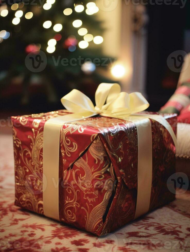 AI generated Christmas boxes full of gifts. photo