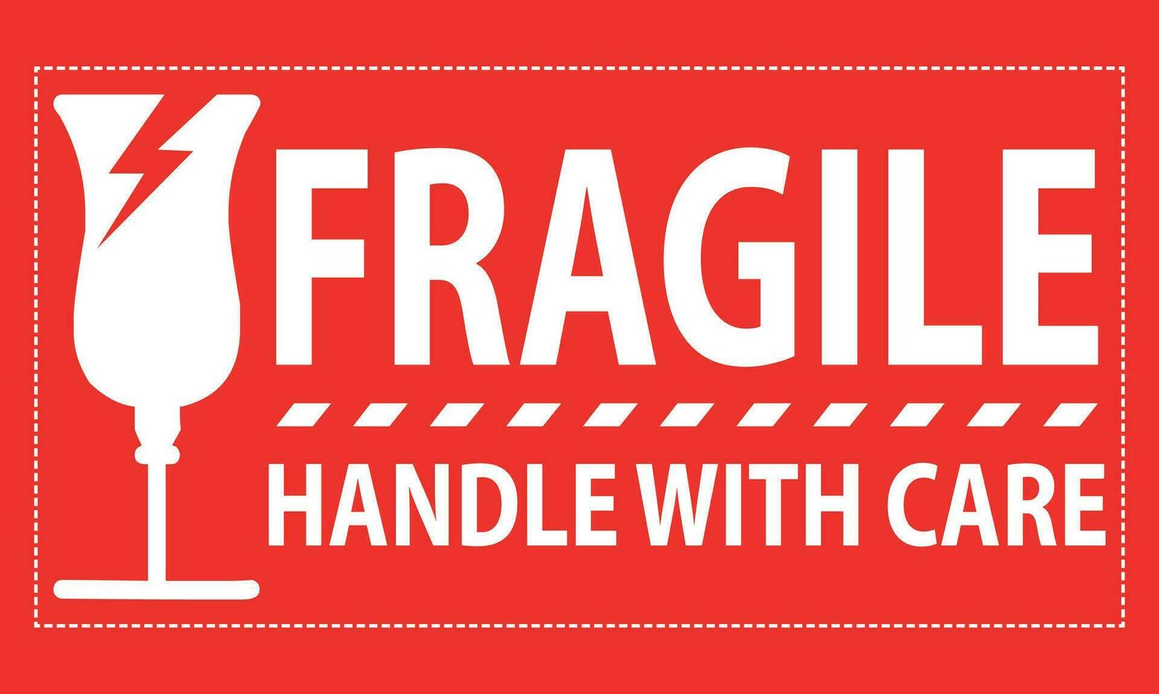 Fragile handle with care sticker, fragile label with broken glass symbol vector. vector