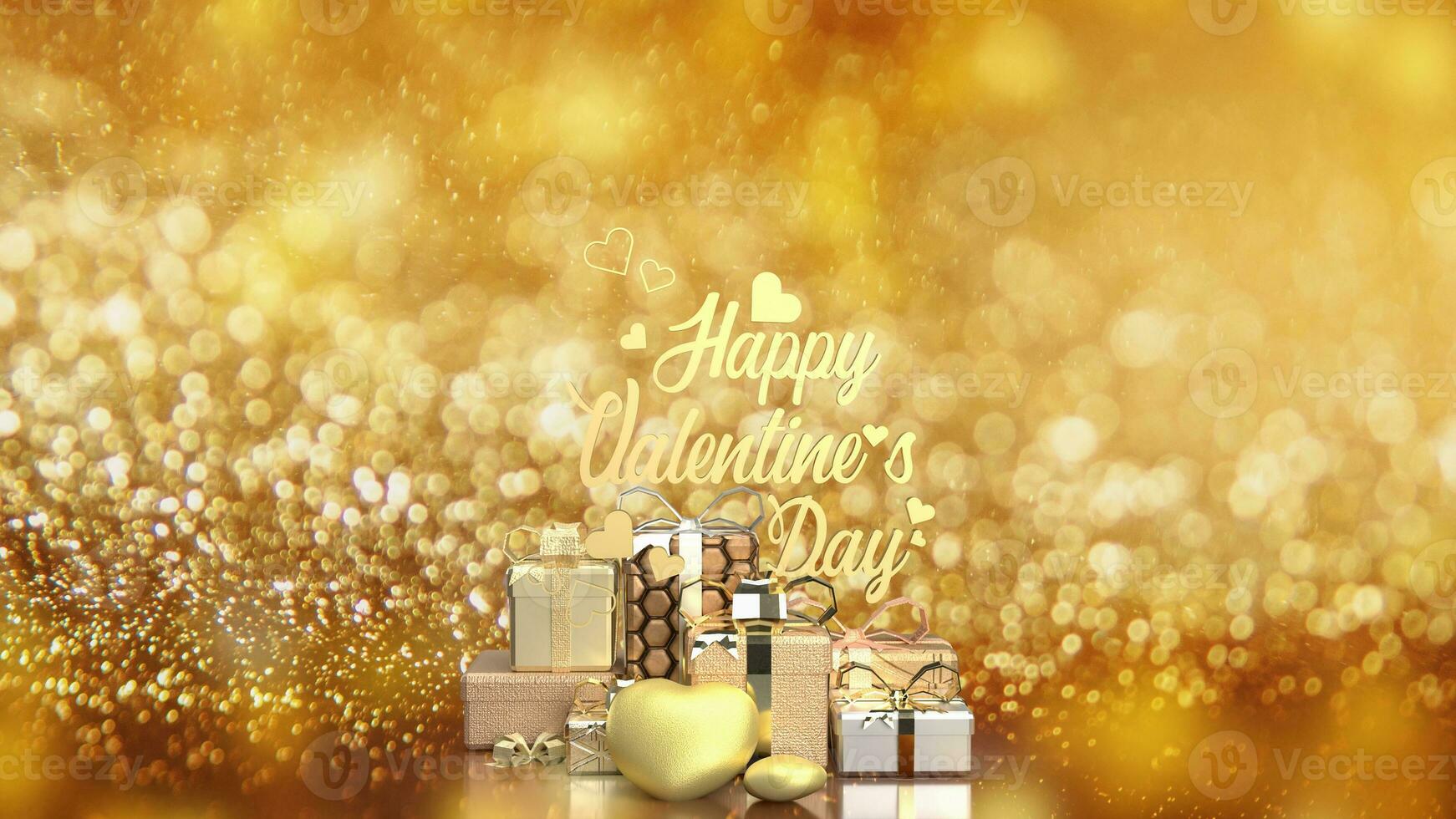 The gold gift box for Valentine's Day concept 3d rendering photo