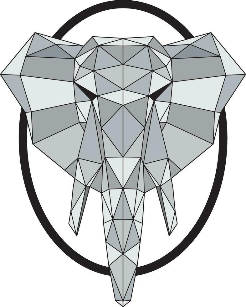 illustration triangle line of elephant with circle. vector