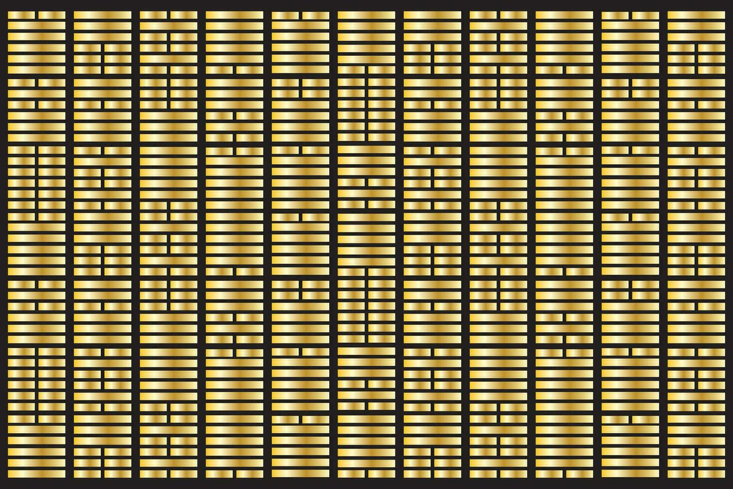 illustration the gold line of ba gua symbol on black background. vector