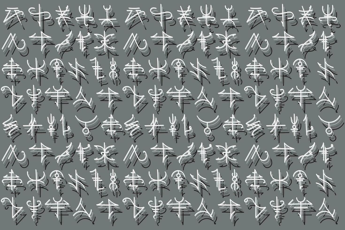 Illustration line of the ancient letters on grey background. vector