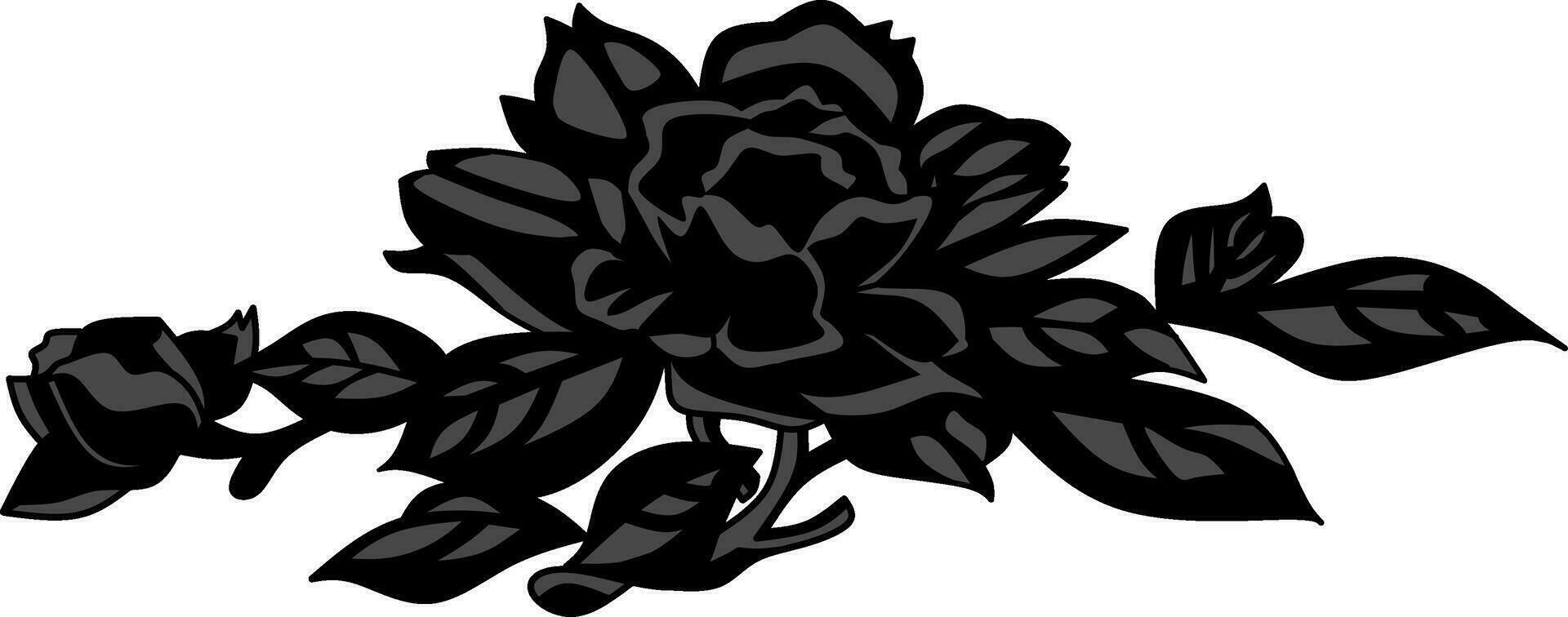 Black rose flower isolated on transparant background. Hand drawn vector illustration.