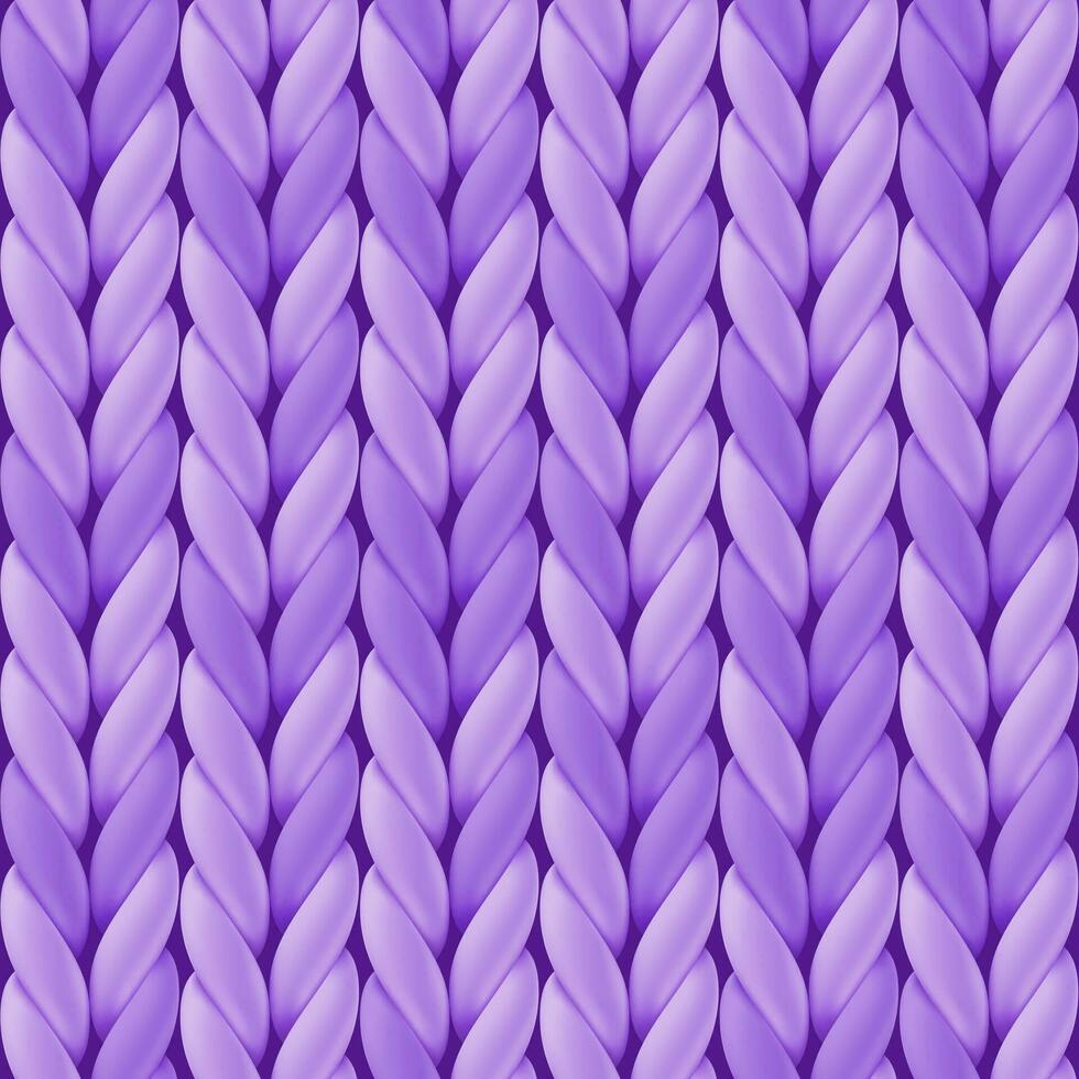 Knitted lilac background with repeating texture of merino wool. Vector seamless pattern with realistic knitwear for wallpaper, winter design, postcard.