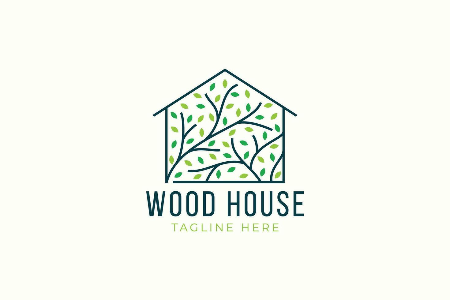 Wood House Logo Business Residential Property Concept Construction Environment Nature Home Plant Tree vector