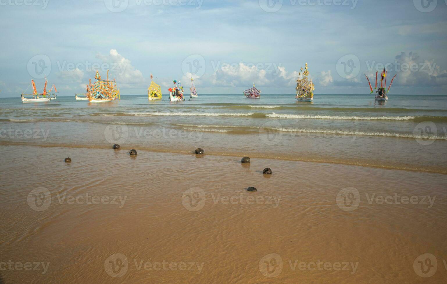 fishermen decorate their boats at the sea-picking ceremony, PETIK LAUT. This is a kind of thanksgiving to God for abundant fish photo