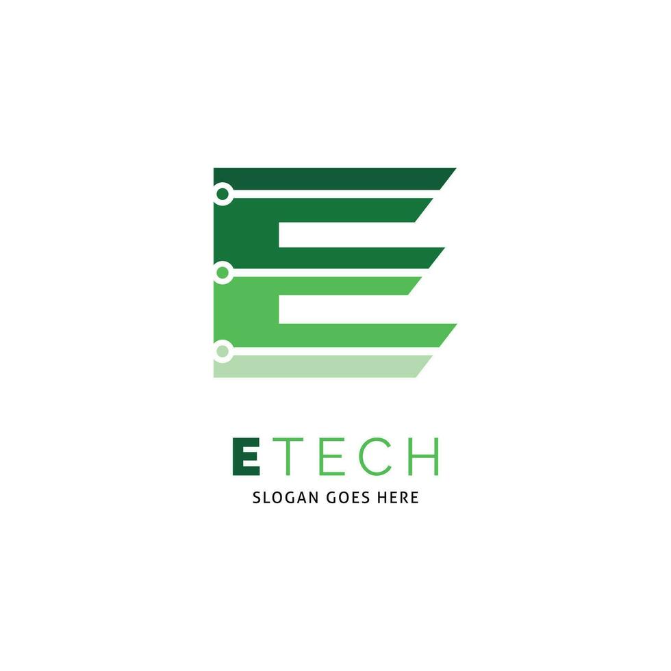 Initial Letter E Circuit Technology Icon Vector Logo Template Illustration Design