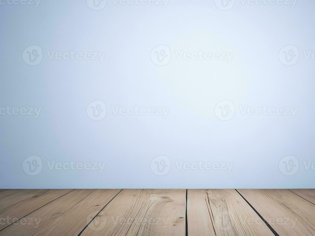 AI generated Top of wood balcony table with seascape white background photo