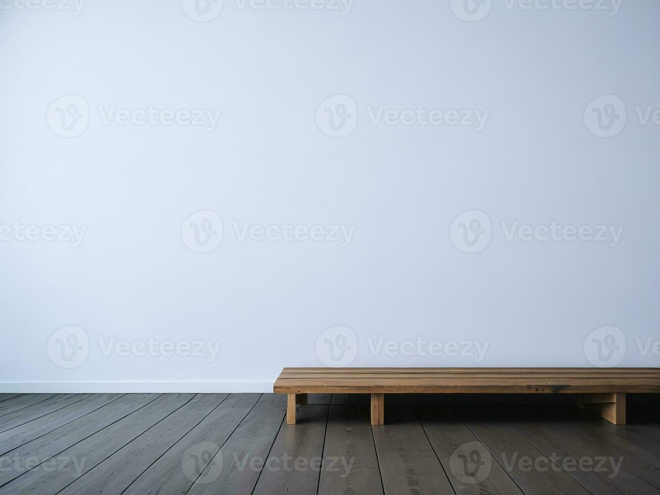 AI generated Top of wood balcony table with seascape white background photo