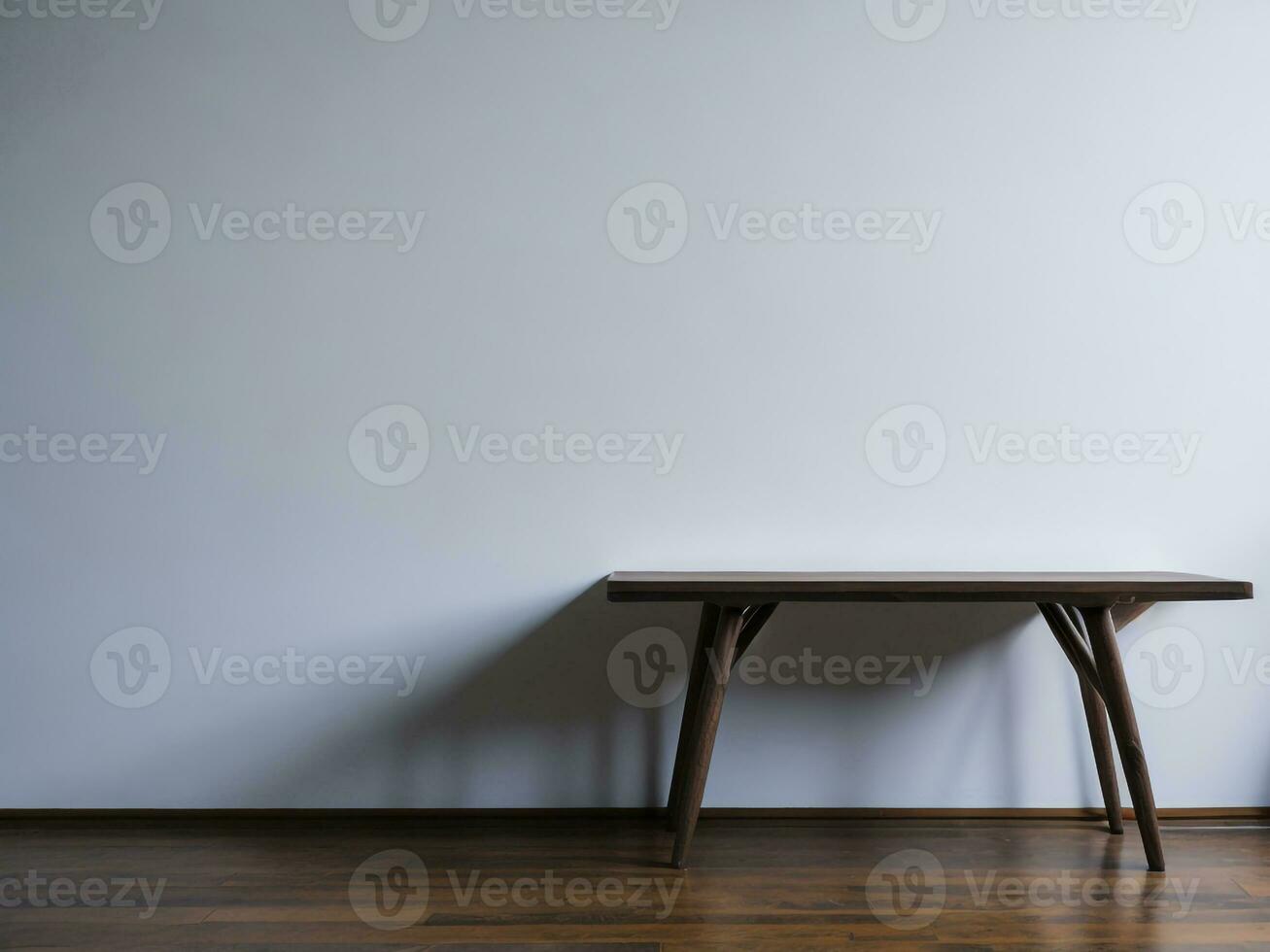 AI generated Top of wood balcony table with seascape white background photo