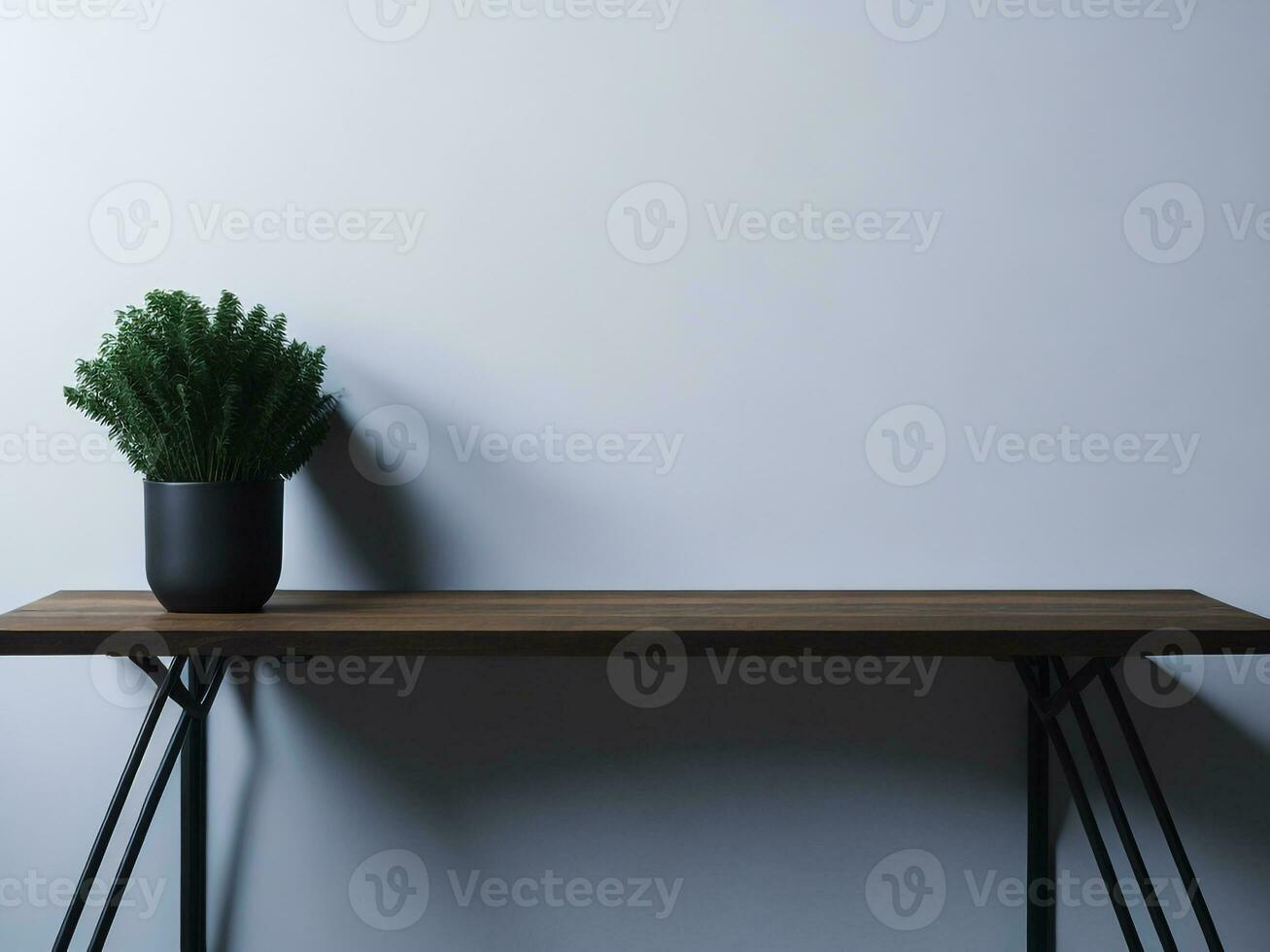 AI generated Top of wood balcony table with seascape white background photo