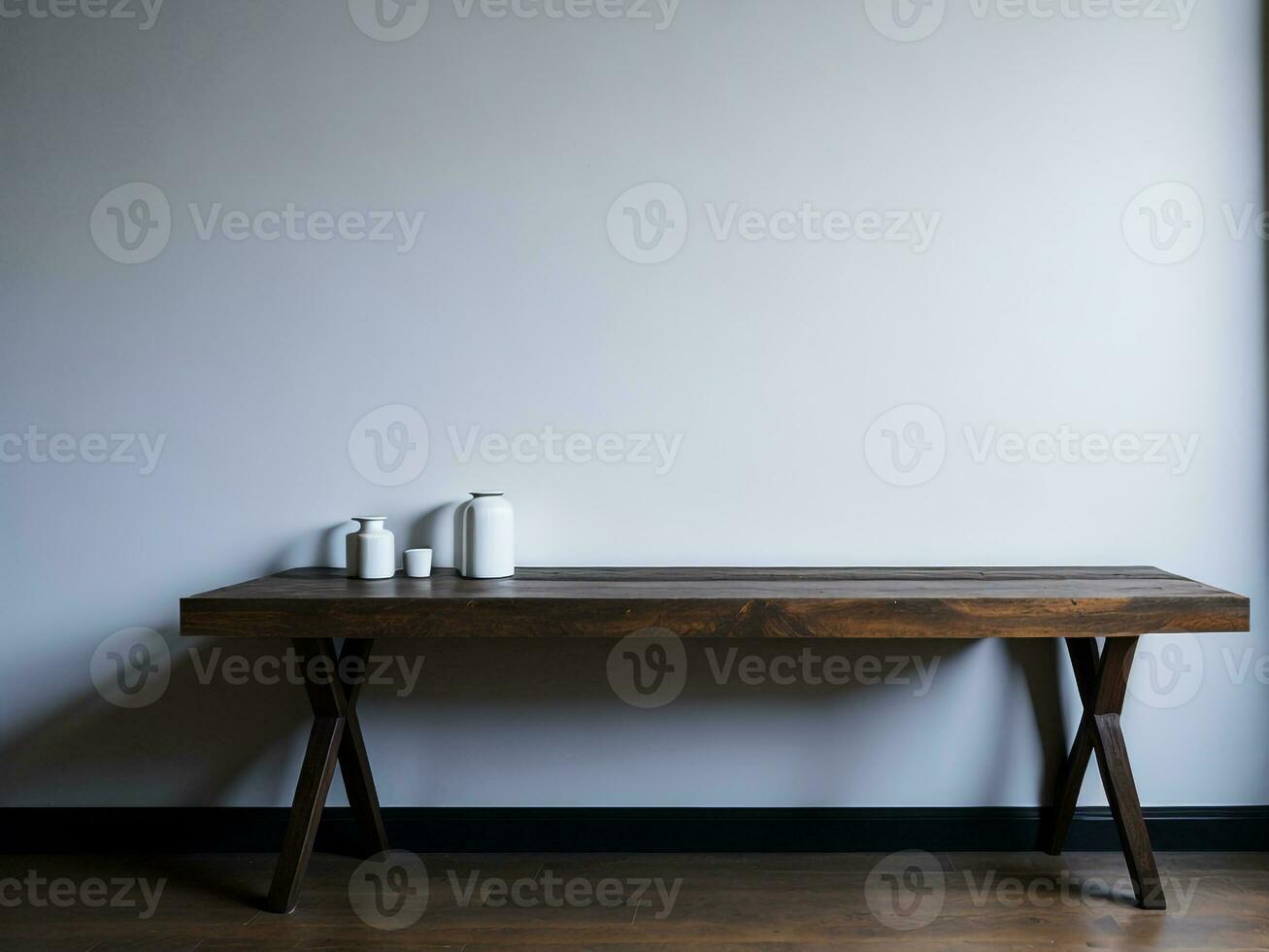 AI generated Empty Wooden table on the White background Close up view. High quality photo