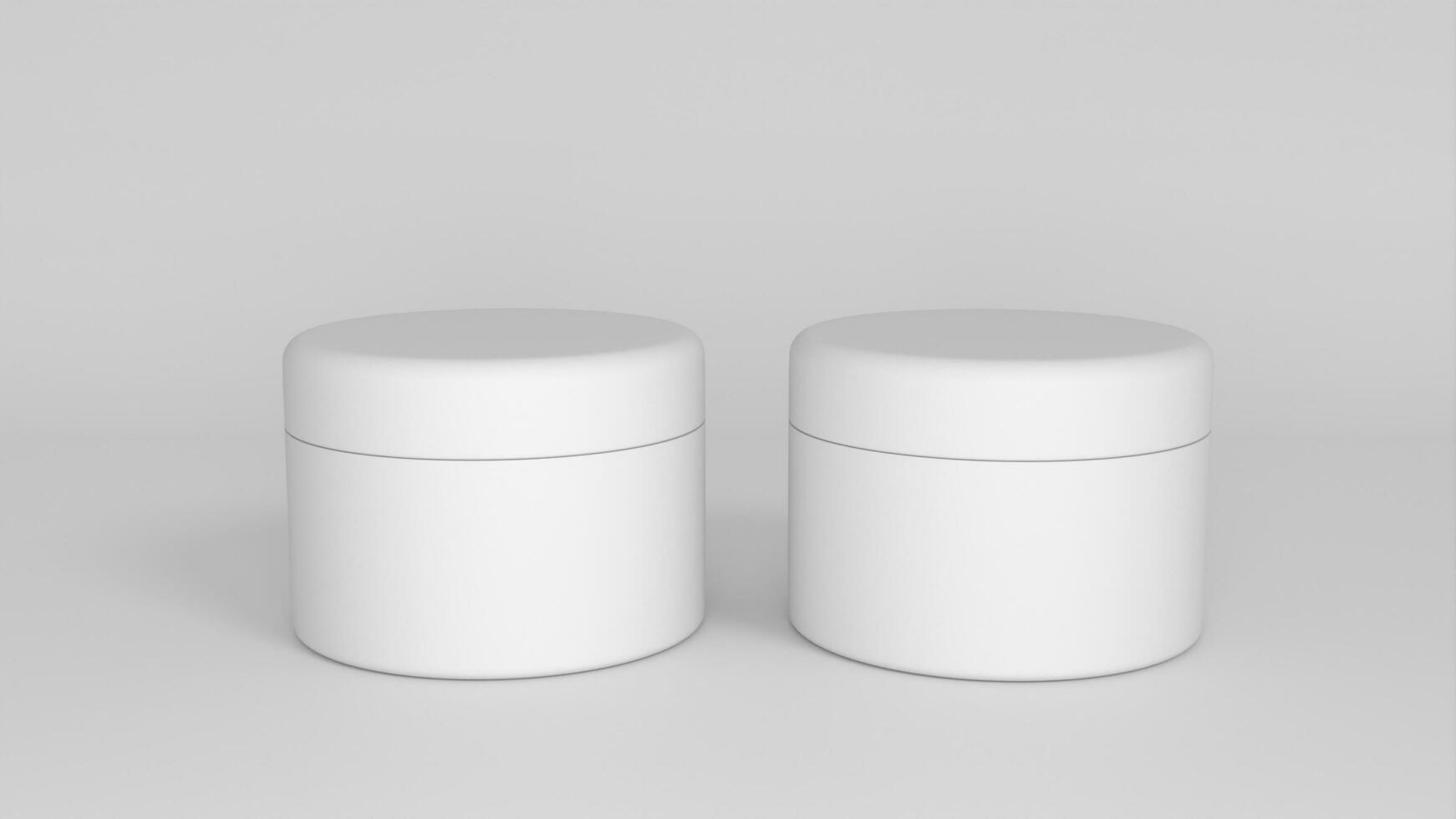 3D rendered Cosmetics Jar mock up. Packaging clear Cosmetic cream on isolated Light Grey background photo