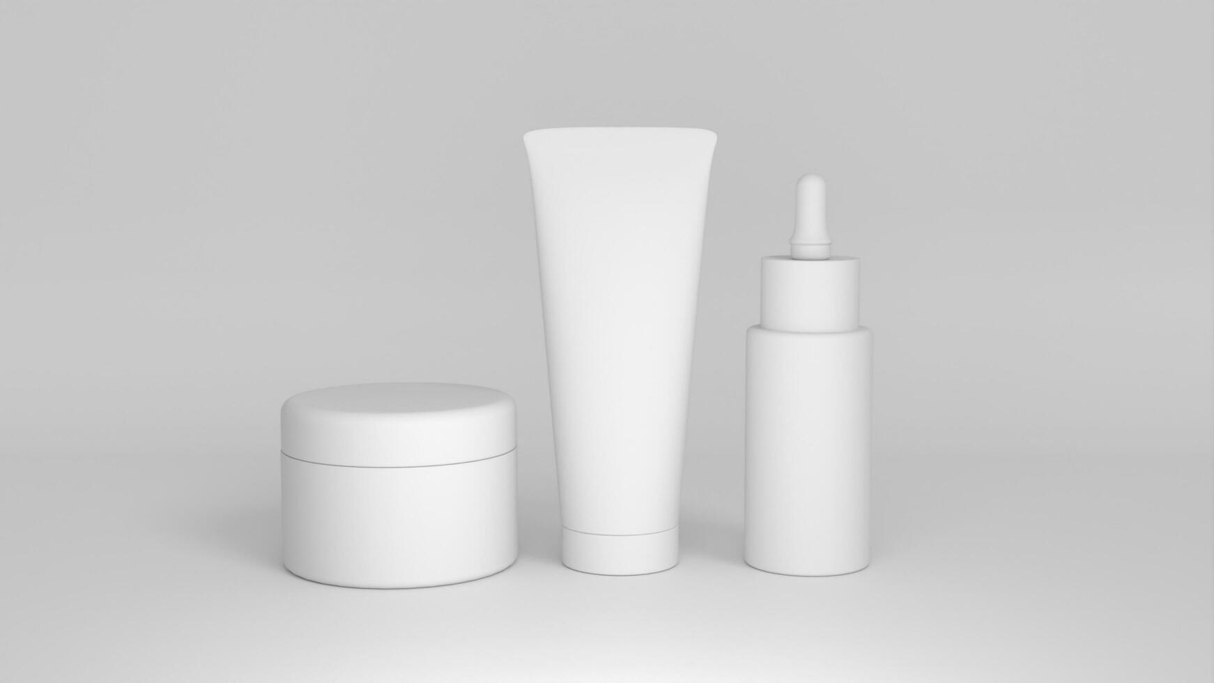 3D rendered Cosmetics Jar mock up. Packaging clear Cosmetic cream on isolated Light Grey background photo