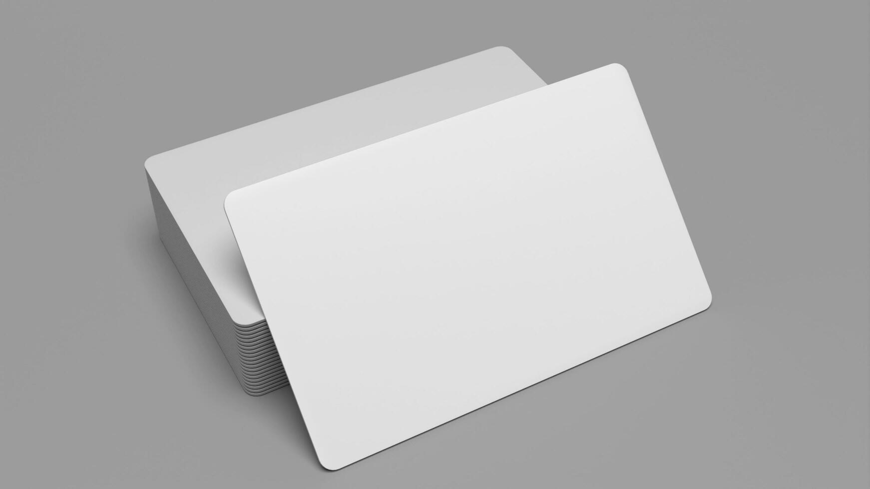 3D rendered Business card mock up with front and back. Empty mockup for Presentation on isolated Light Grey background photo