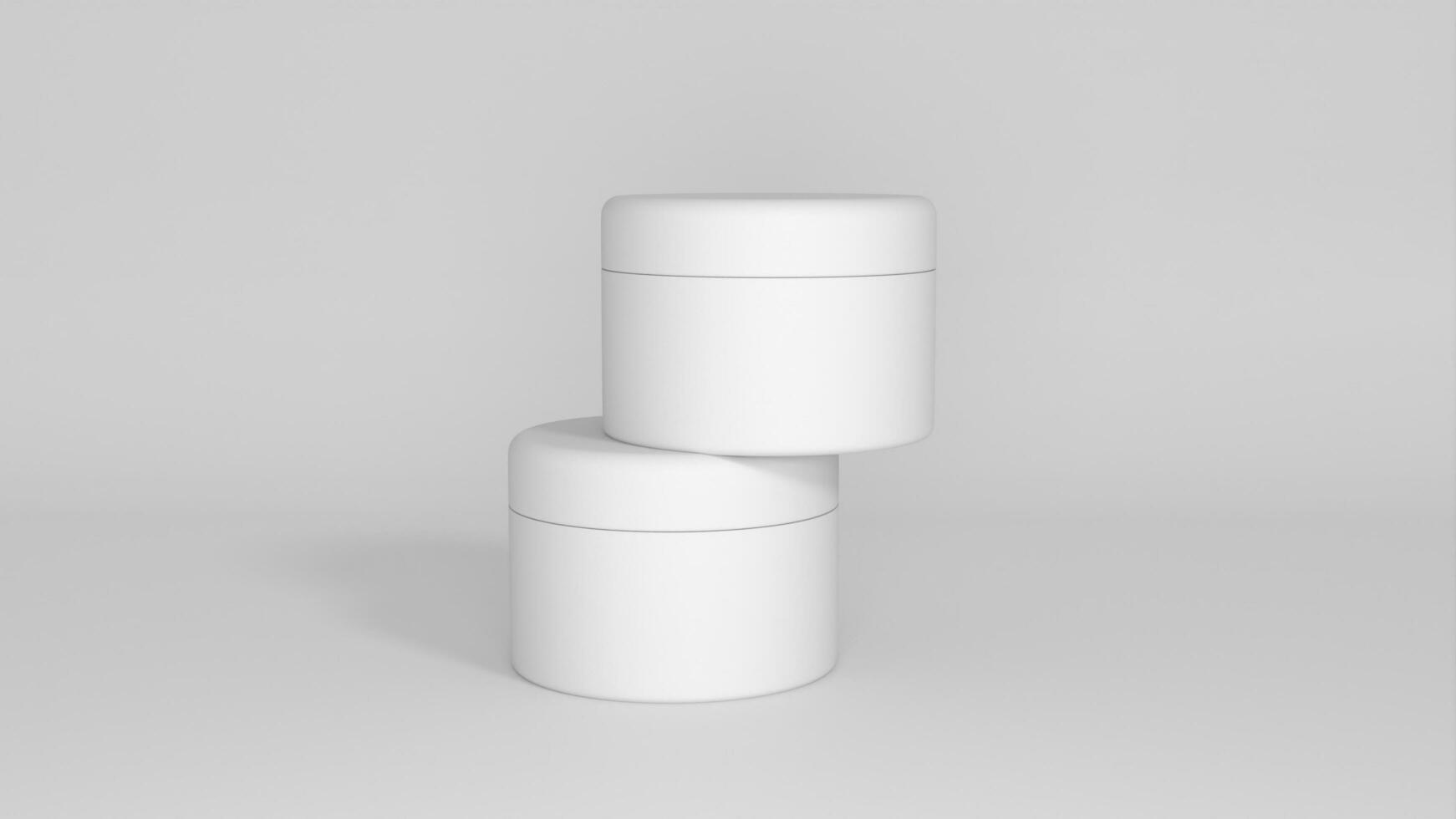 3D rendered Cosmetics Jar mock up. Packaging clear Cosmetic cream on isolated Light Grey background photo