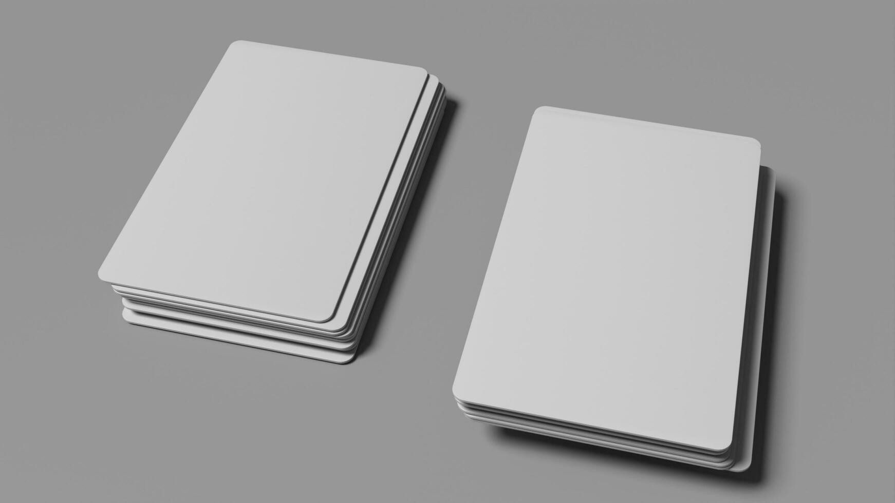 3D rendered Business card mock up with front and back. Empty mockup for Presentation on isolated Light Grey background photo