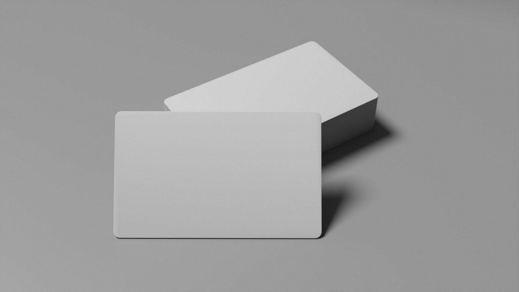 3D rendered Business card mock up with front and back. Empty mockup for Presentation on isolated Light Grey background photo