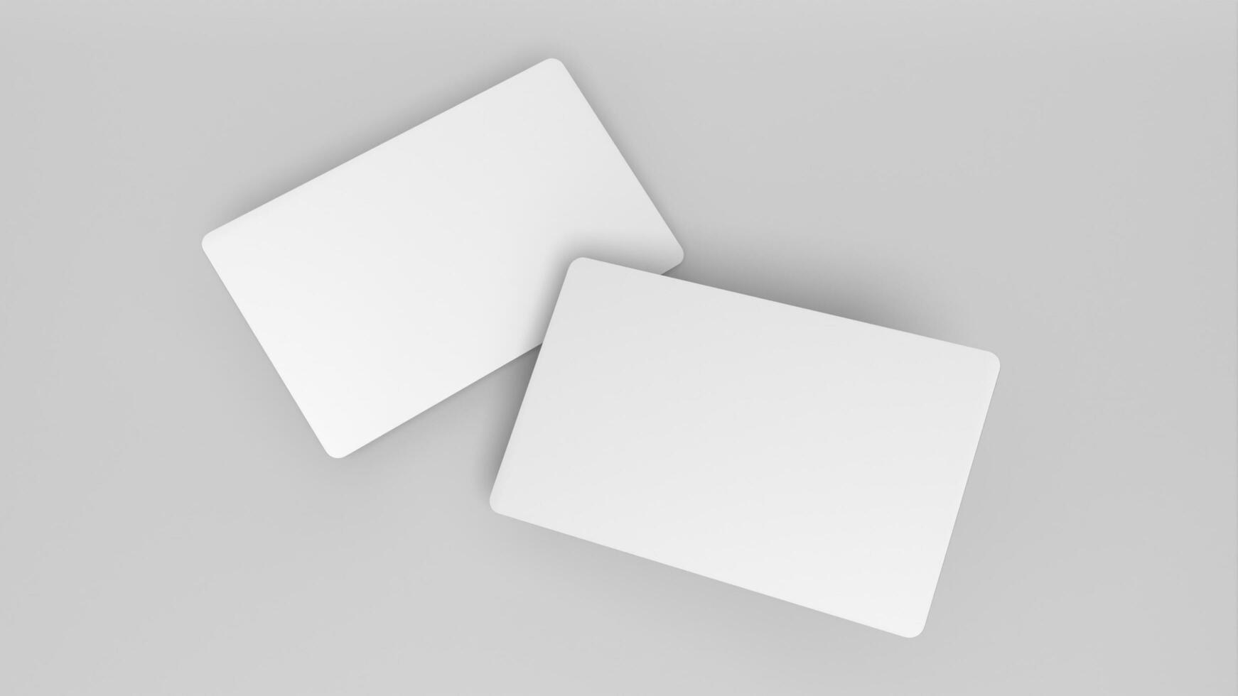 3D rendered Business card mock up with front and back. Empty mockup for Presentation on isolated Light Grey background photo