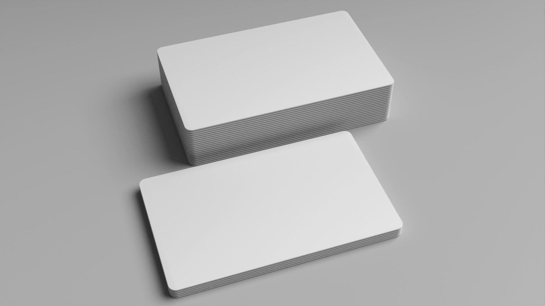 3D rendered Business card mock up with front and back. Empty mockup for Presentation on isolated Light Grey background photo
