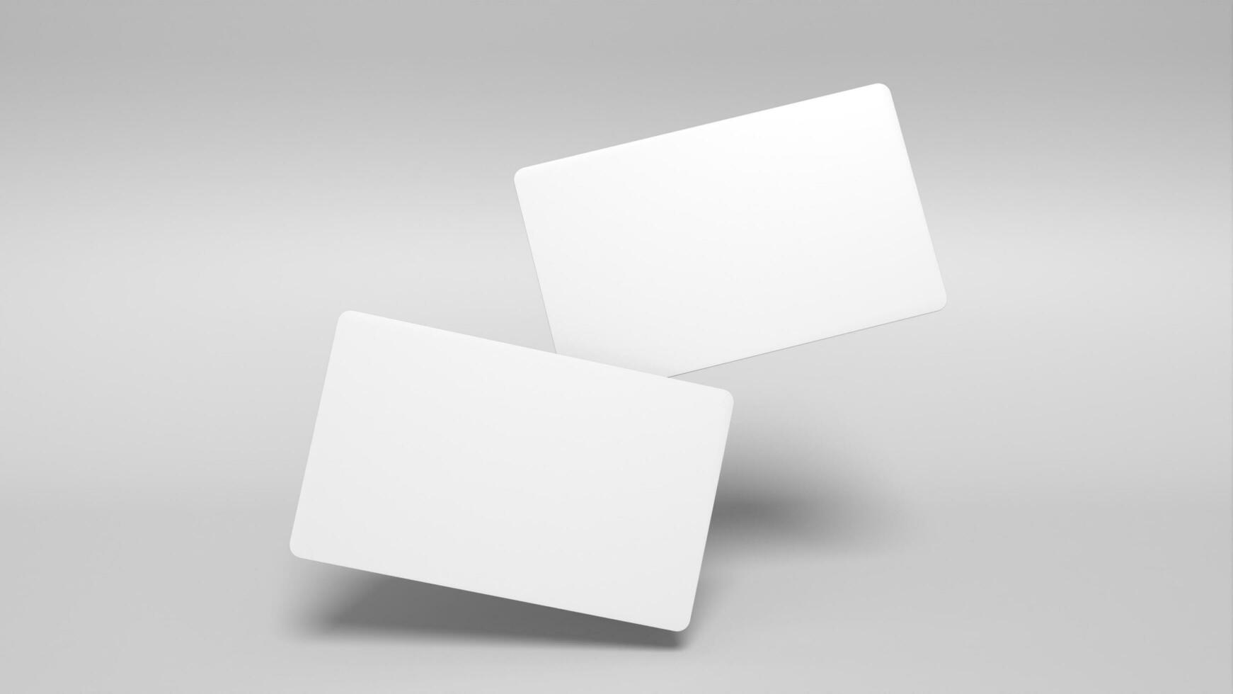 3D rendered Business card mock up with front and back. Empty mockup for Presentation on isolated Light Grey background photo