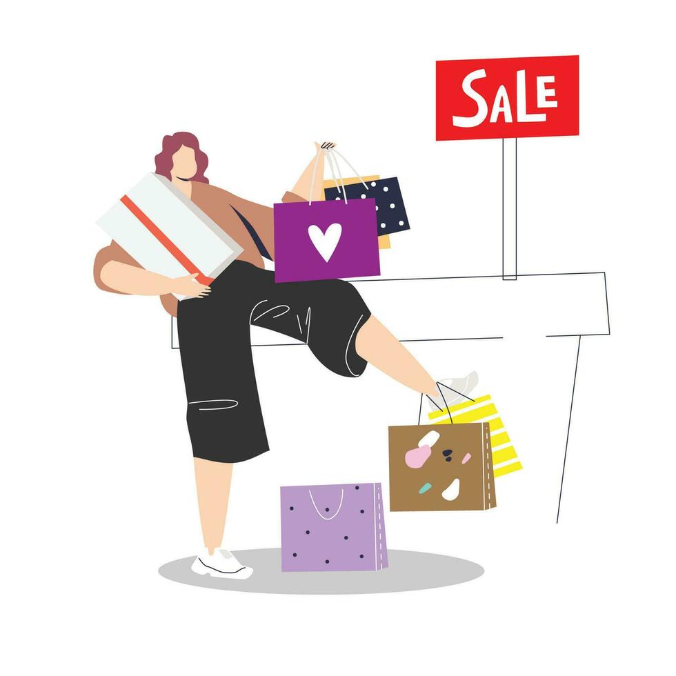 Shopping concept illustrations. illustrations of men and women in various activities of online shopping, ecommerce, sale, product order and delivery. Vector for graphic and web design.