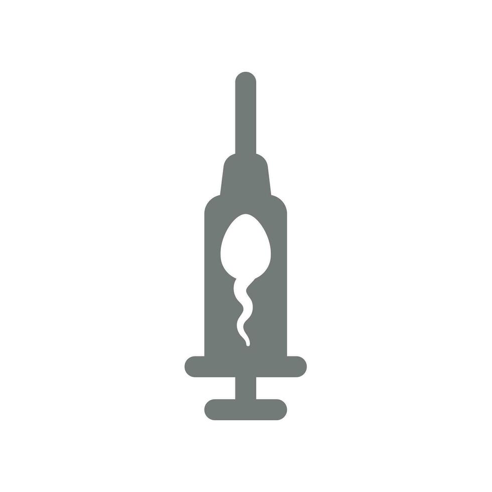 Sperm and injection or syringe vector icon. In vitro fertilization, spermatozoon symbol.