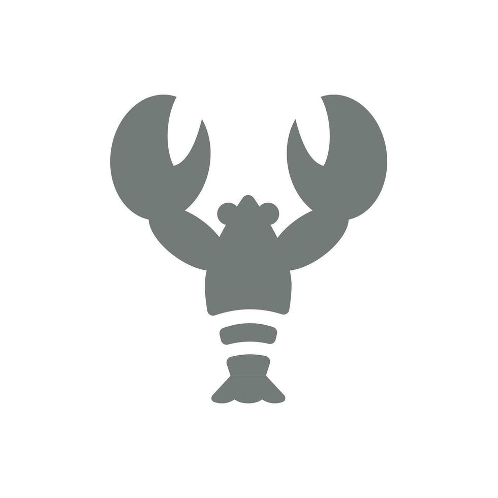 Lobster with claws vector icon. Simple crab symbol.