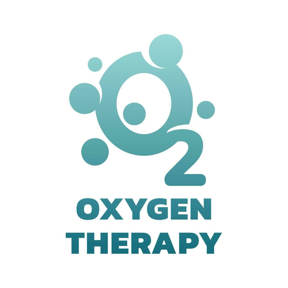 Oxygen, O2 therapy vector logo. Oxygenation, oxygen molecule and medical treatment icon.