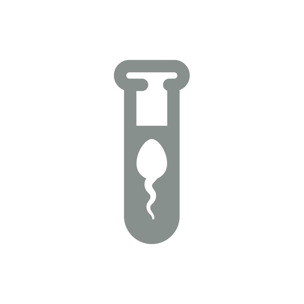 Sperm or spermatozoon in test tube vector icon. In vitro fertilization, lab flask and spermatozoa symbol.