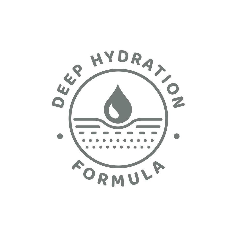 Deep hydration formula for skin care cosmetics label. Cream, lotion and moisturizer stamp. vector