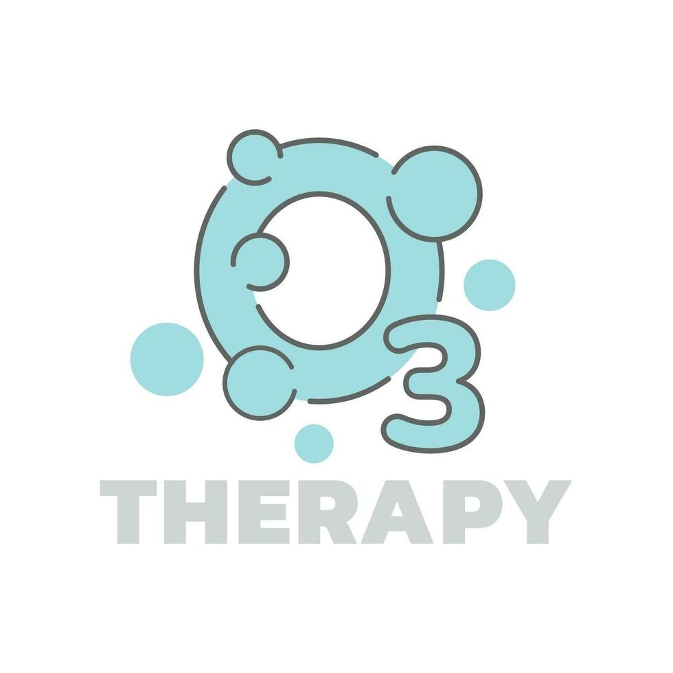 Ozone therapy and treatment vector logo. O3 molecule with bubbles icon.