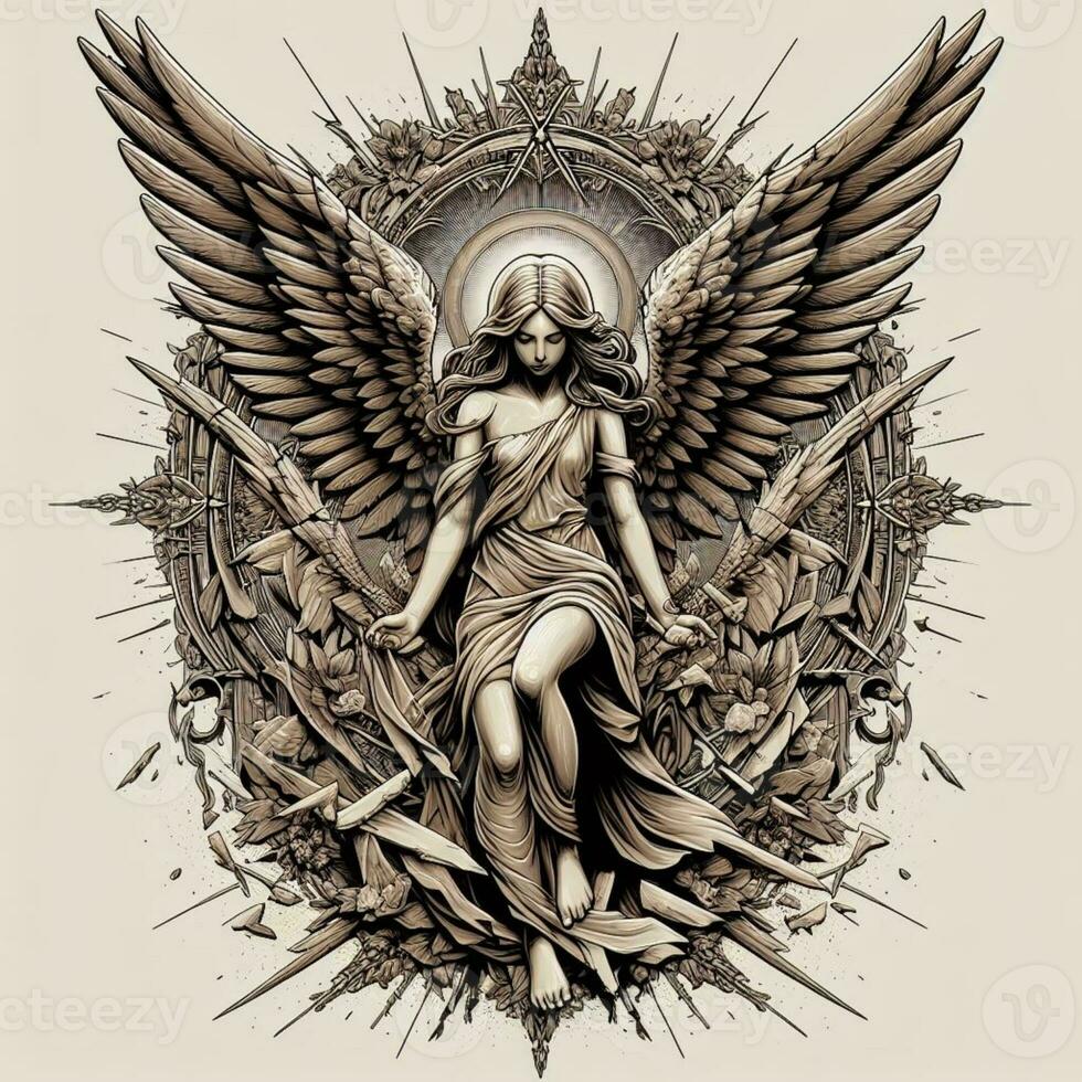 AI generated illustration of a broken angel. gothic art. y2k style 35370745  Stock Photo at Vecteezy
