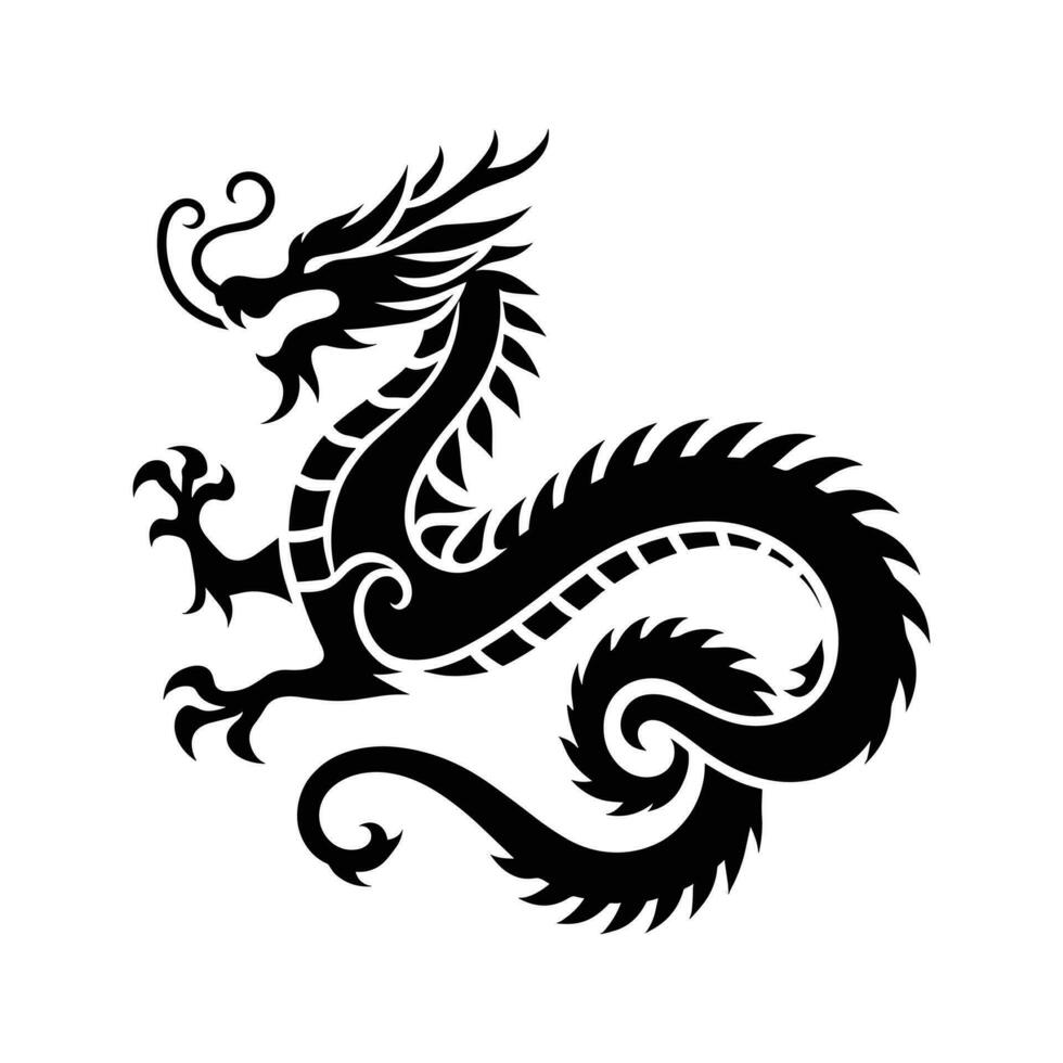 Silhouette of green wood chinese dragon symbol of the 2024 chinese new year vector