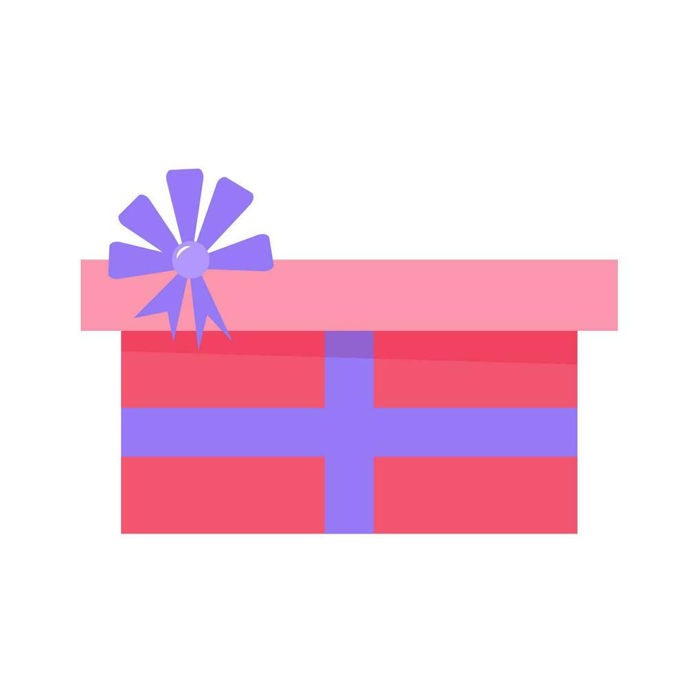 Gift box with ribbon and bow. Present isolated on white background. vector