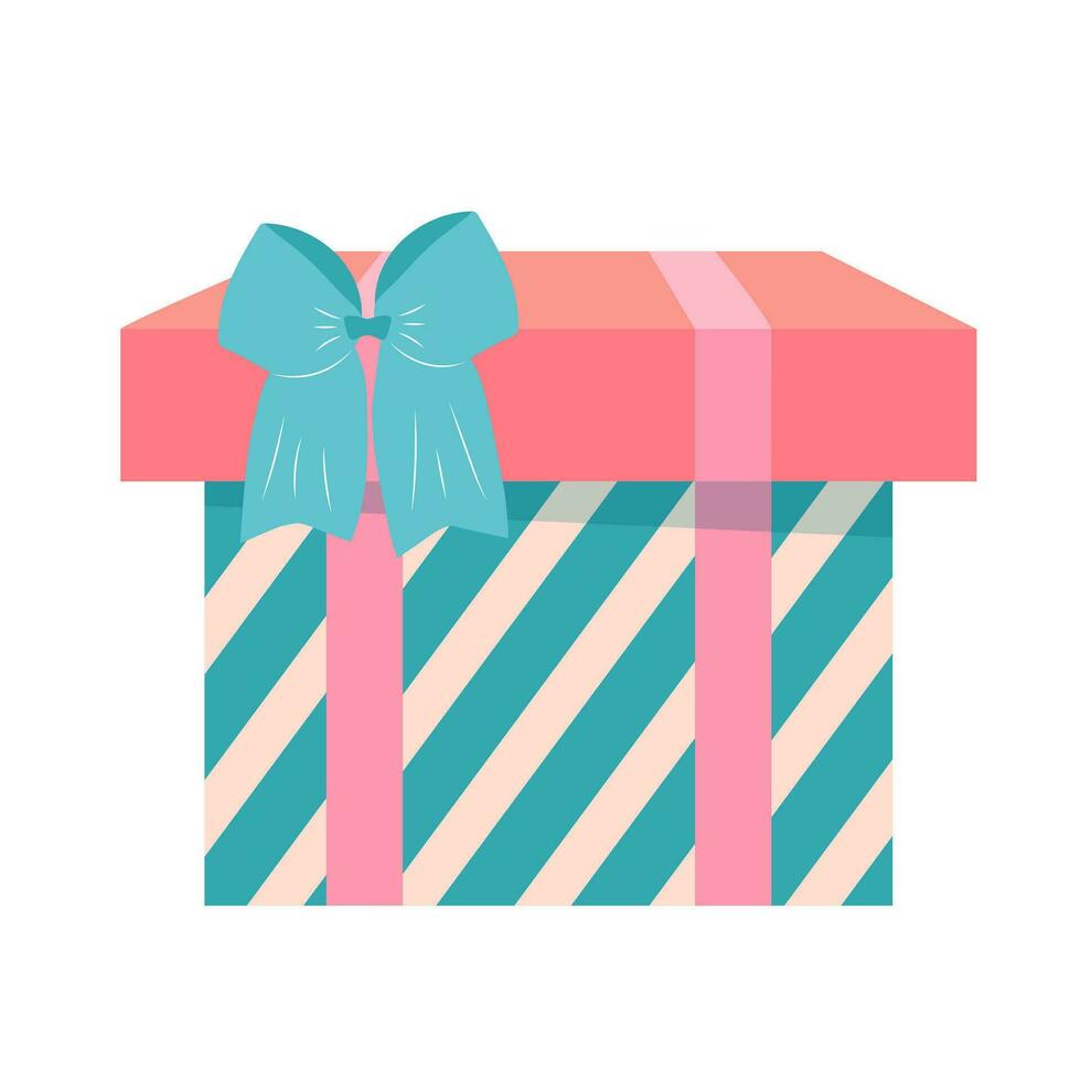 Gift box with ribbon and bow. Present isolated on white background. vector