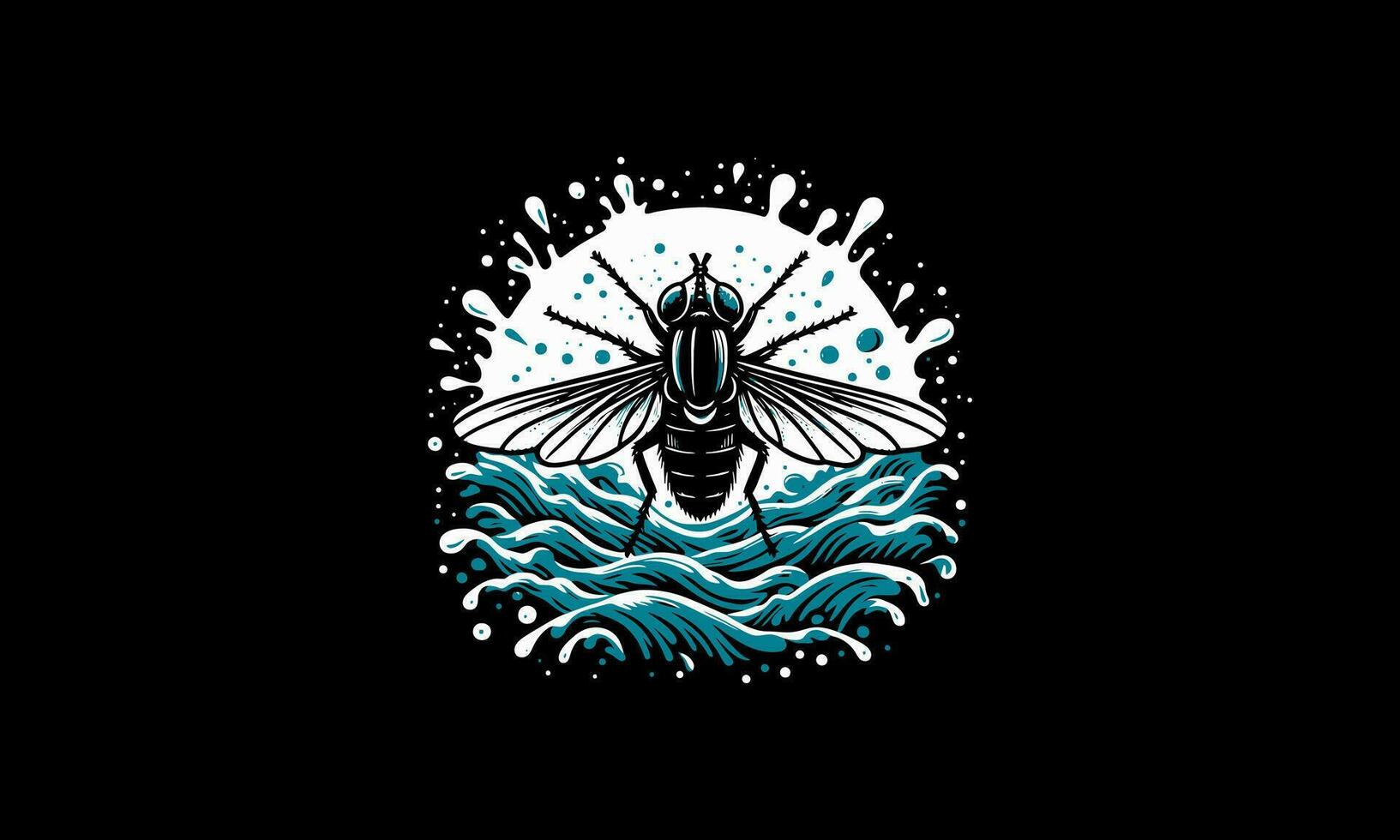 mosca en mar vector ilustración plano diseño