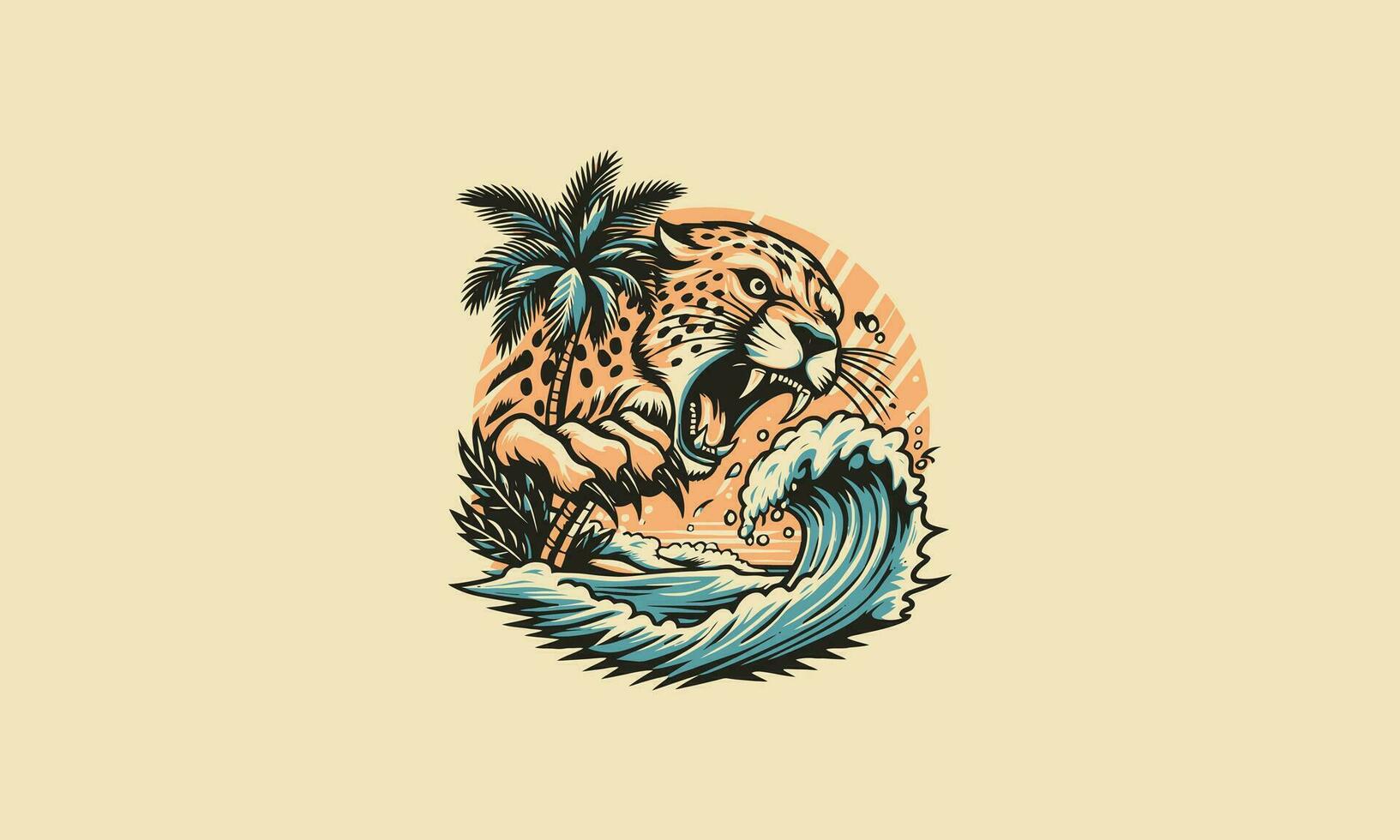 head cheetah angry on sea vector illustration design
