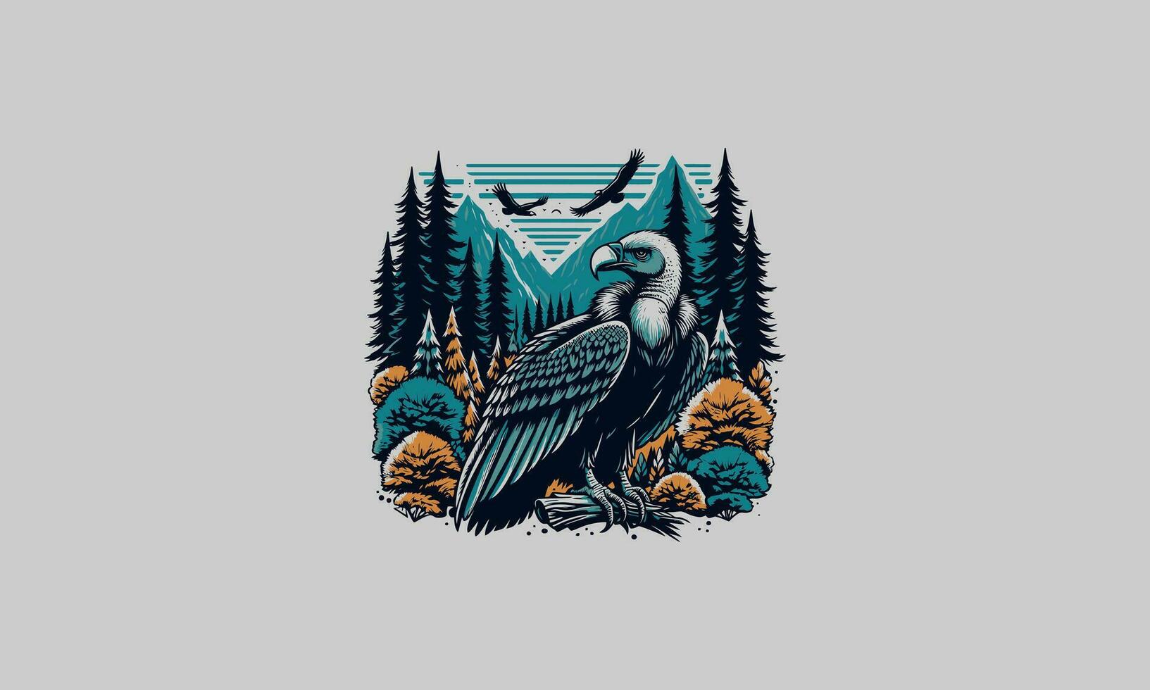 vulture on forest vector illustration artwork design
