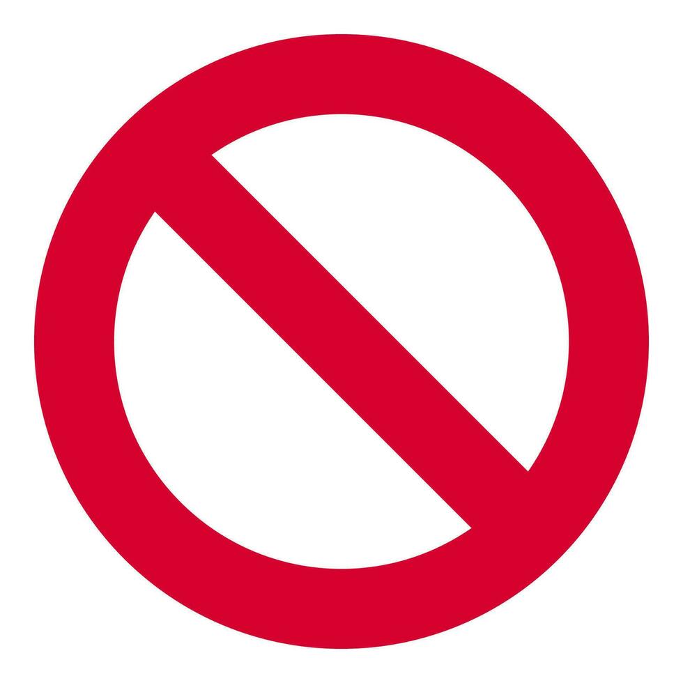 Red prohibition symbol. prohibition icon isolated on white background. Vector design for signs