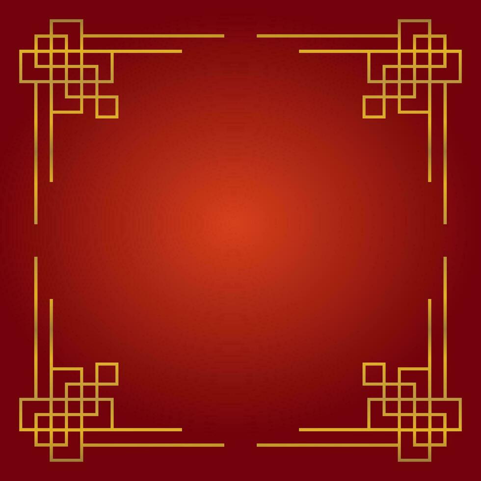 red chinese new year background with gold line decoration. vector design for poster, greeting card, social media, web, banner.
