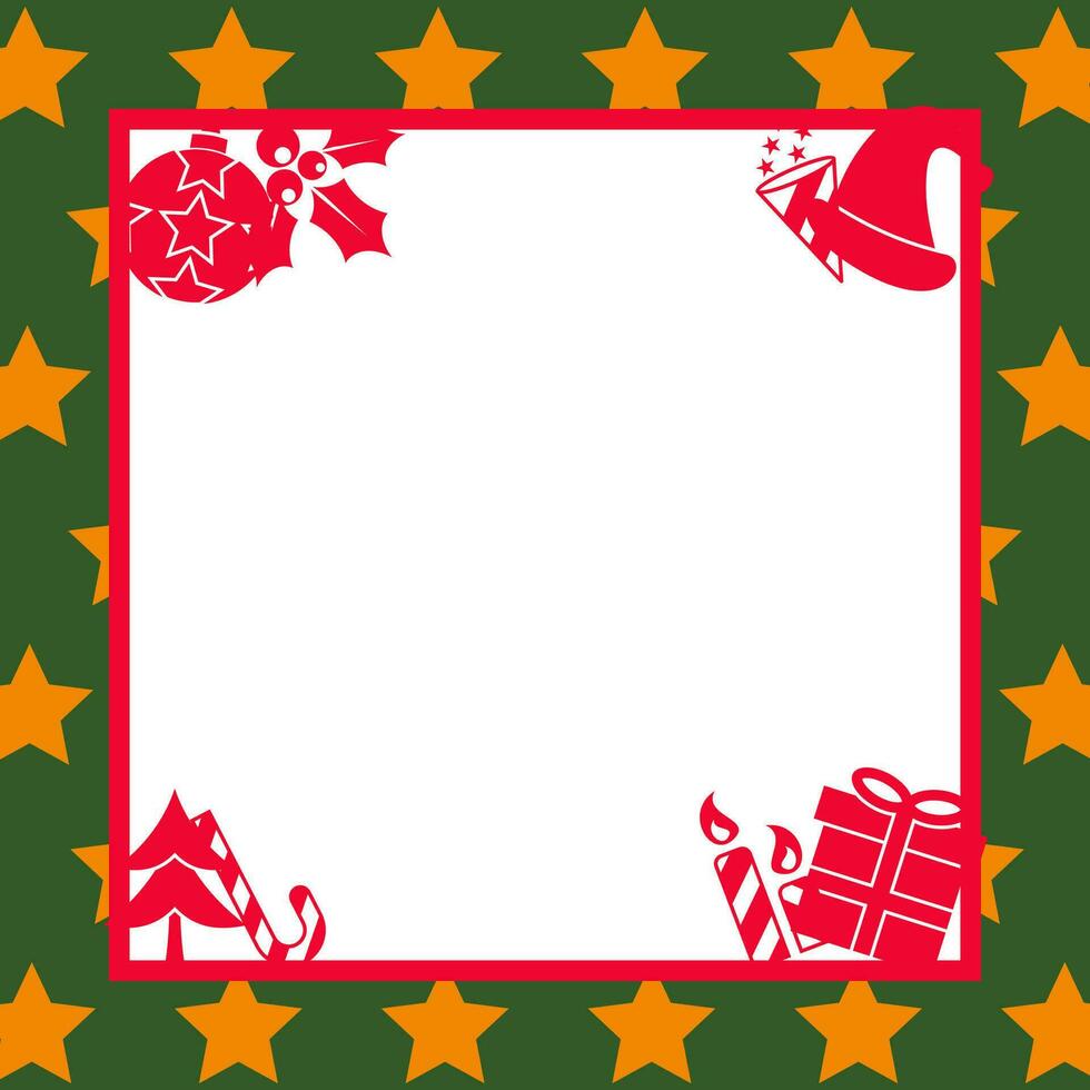 Christmas background in red, yellow, green, white free copy space area. has various attractive christmas icons, vector templates for banner, poster, greeting card, social media.
