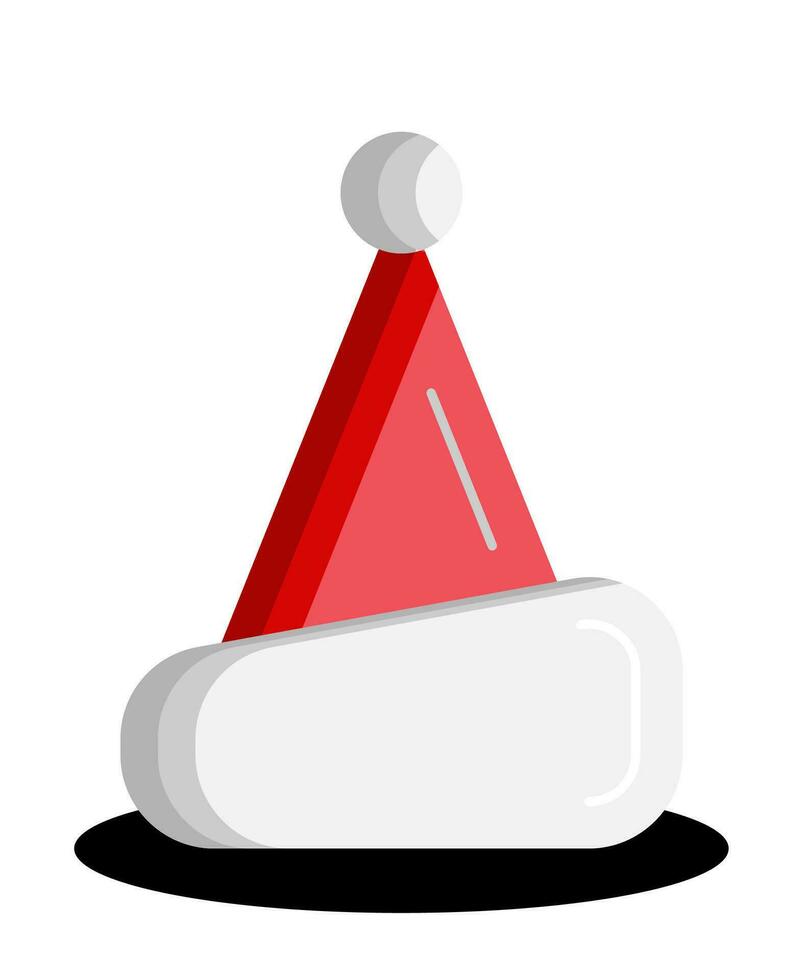 santa or christmas hat icon. simple 3d vector for Christmas holiday ornament designs such as greeting cards, banners, flyers, social media.