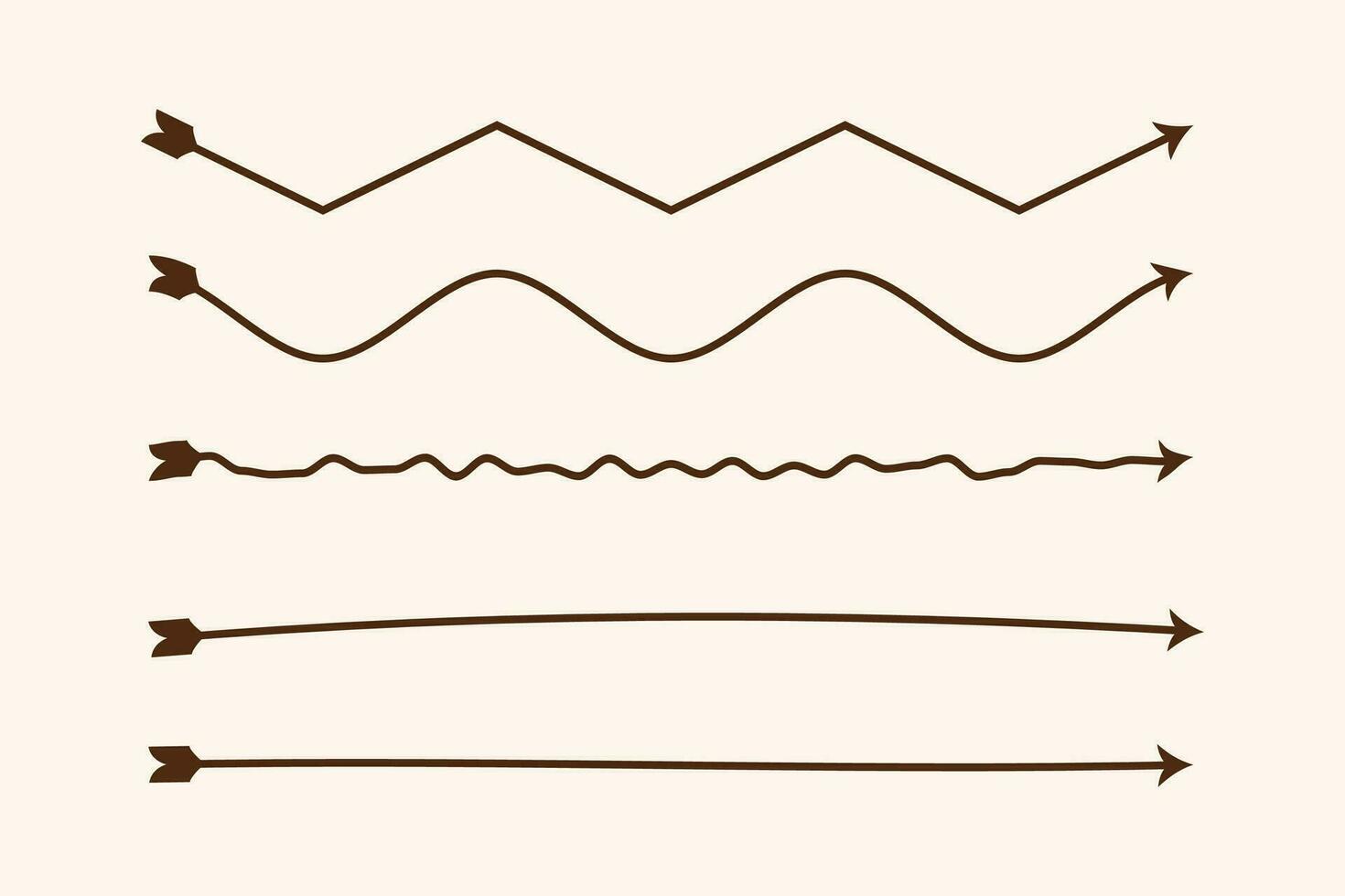 Hand-drawn new arrows line set vector design with curvy and wavy on a white background.