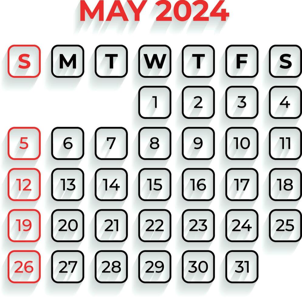 2024 un solo mes calendario modelo vector diseño