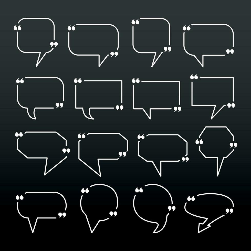 Speech bubble icons set on black background. Vector Illustration.