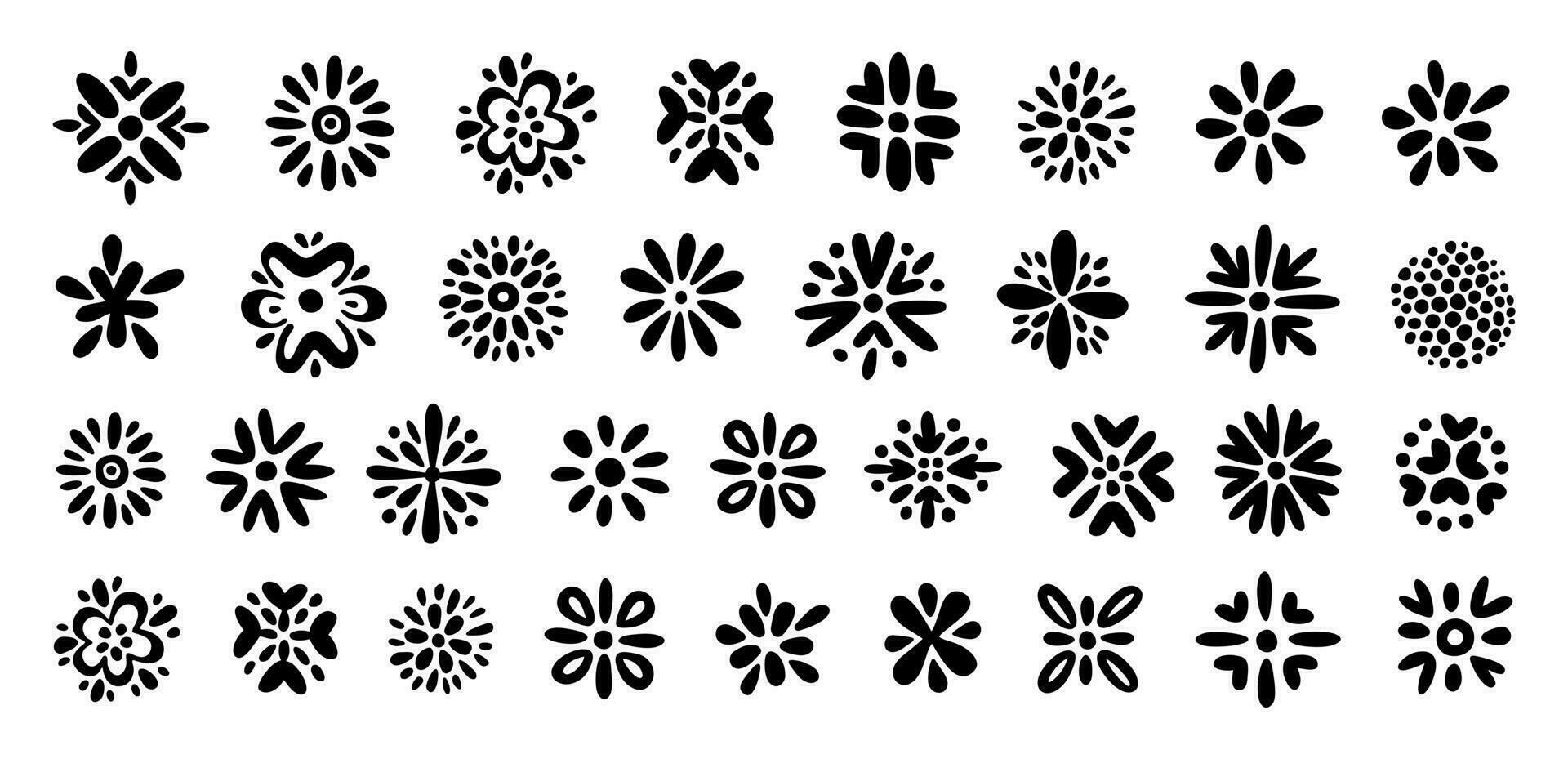 Logotype doodle art flower elements icon set collection isolated on white background vector illustration.