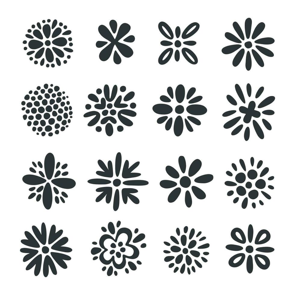 Logotype doodle art flower elements icon set collection isolated on white background vector illustration.